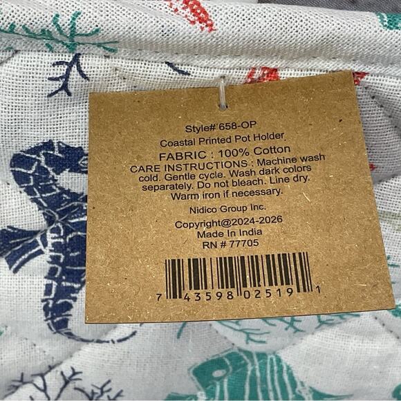 Nautical Beach Theme 4 Piece Kitchen Set 2 Dish Towels 1 Pot Holder 1 Oven Mitt - Picture 7 of 12